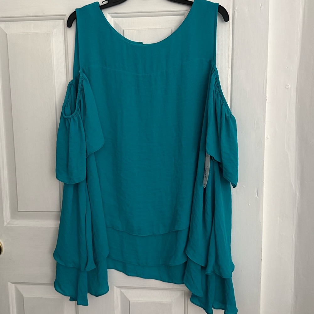 Women’s Teal Cold-Shoulder Blouse
